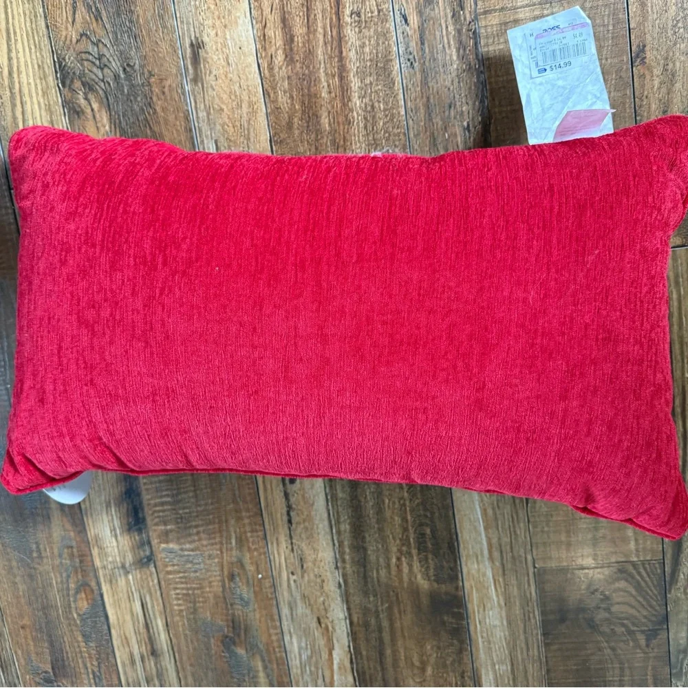 Festive Cityscape Holiday Pillow with Red Bus